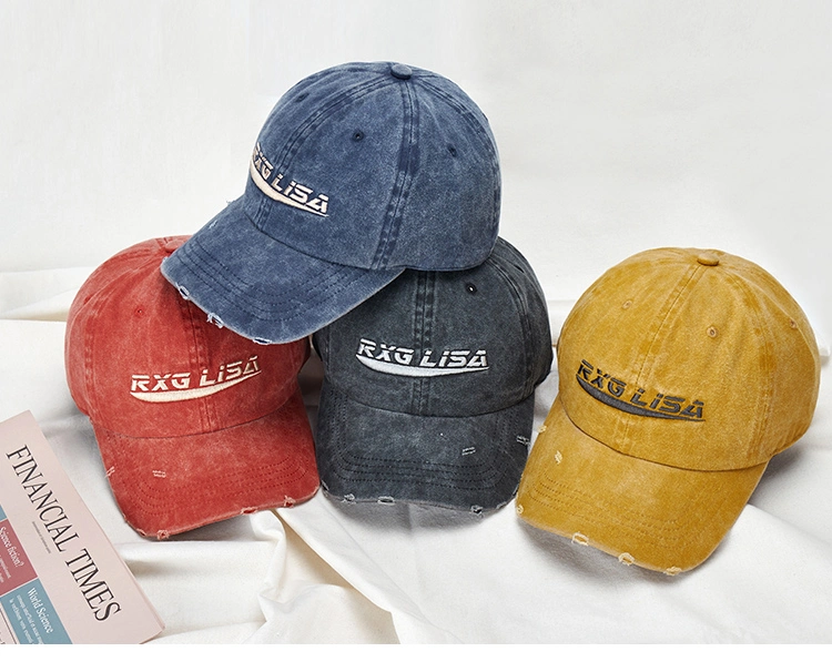 Wholesale Embroidered Cotton Sunshade Protection Sport Baseball Caps Unisex Distressed Washed Baseball Caps