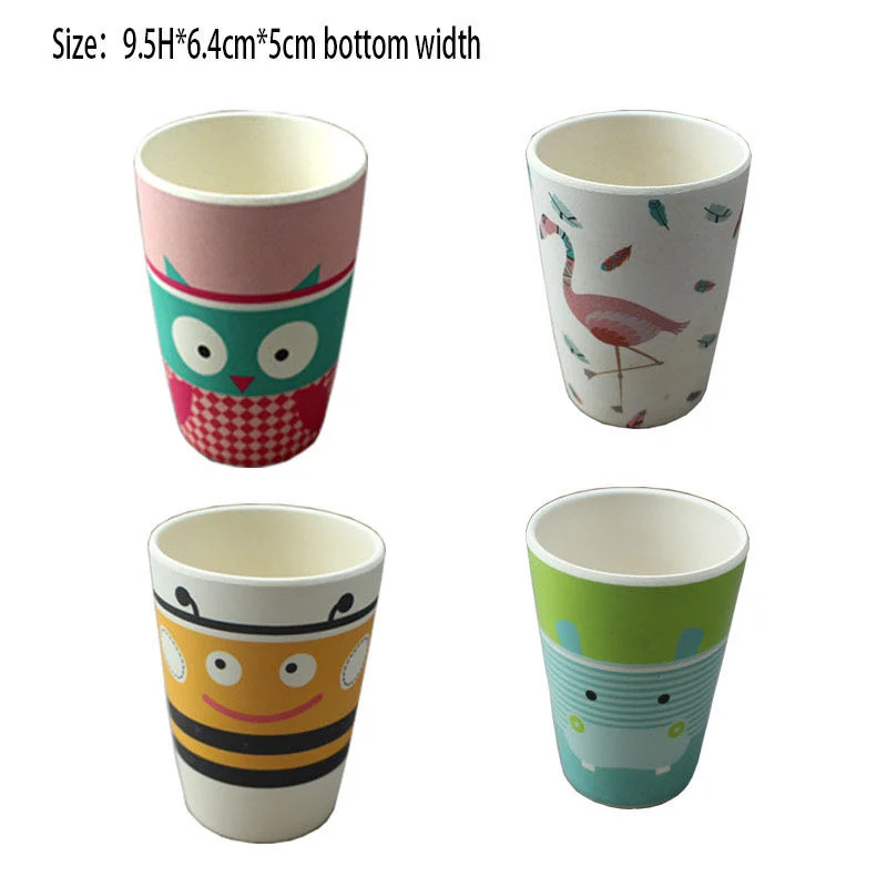 Bamboo Fiber Environmental Protection Children′s Water Cup Cartoon Decals Drinking Cup Children′s Anti-Fall Water Cup